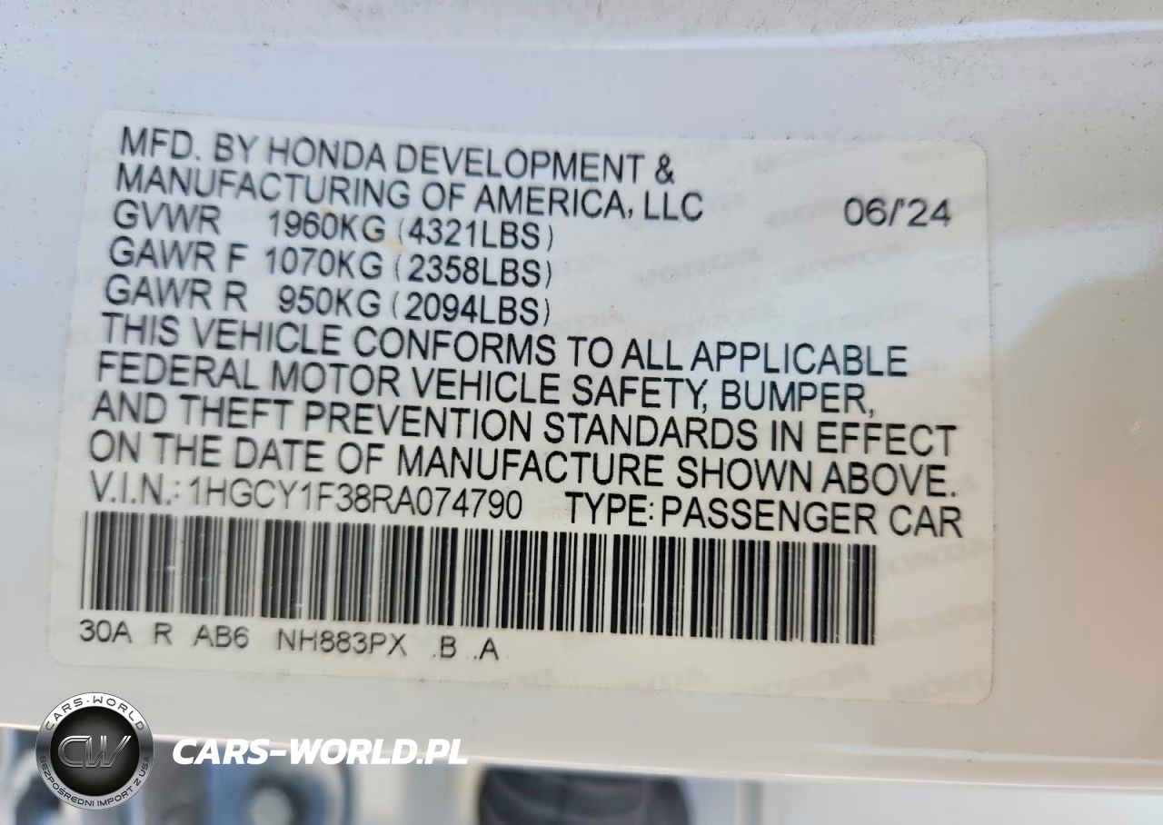 2024 Honda Accord Ex VIN:1HGCY1F38RA074790 - 12