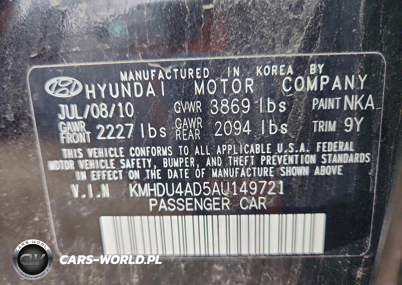 2010 Hyundai Elantra Gls VIN:KMHDU4AD5AU149721 - 12
