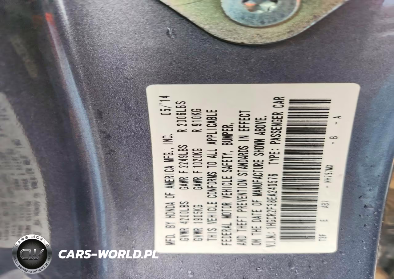 2014 Honda Accord Lx VIN:1HGCR2F38EA240576 - 13