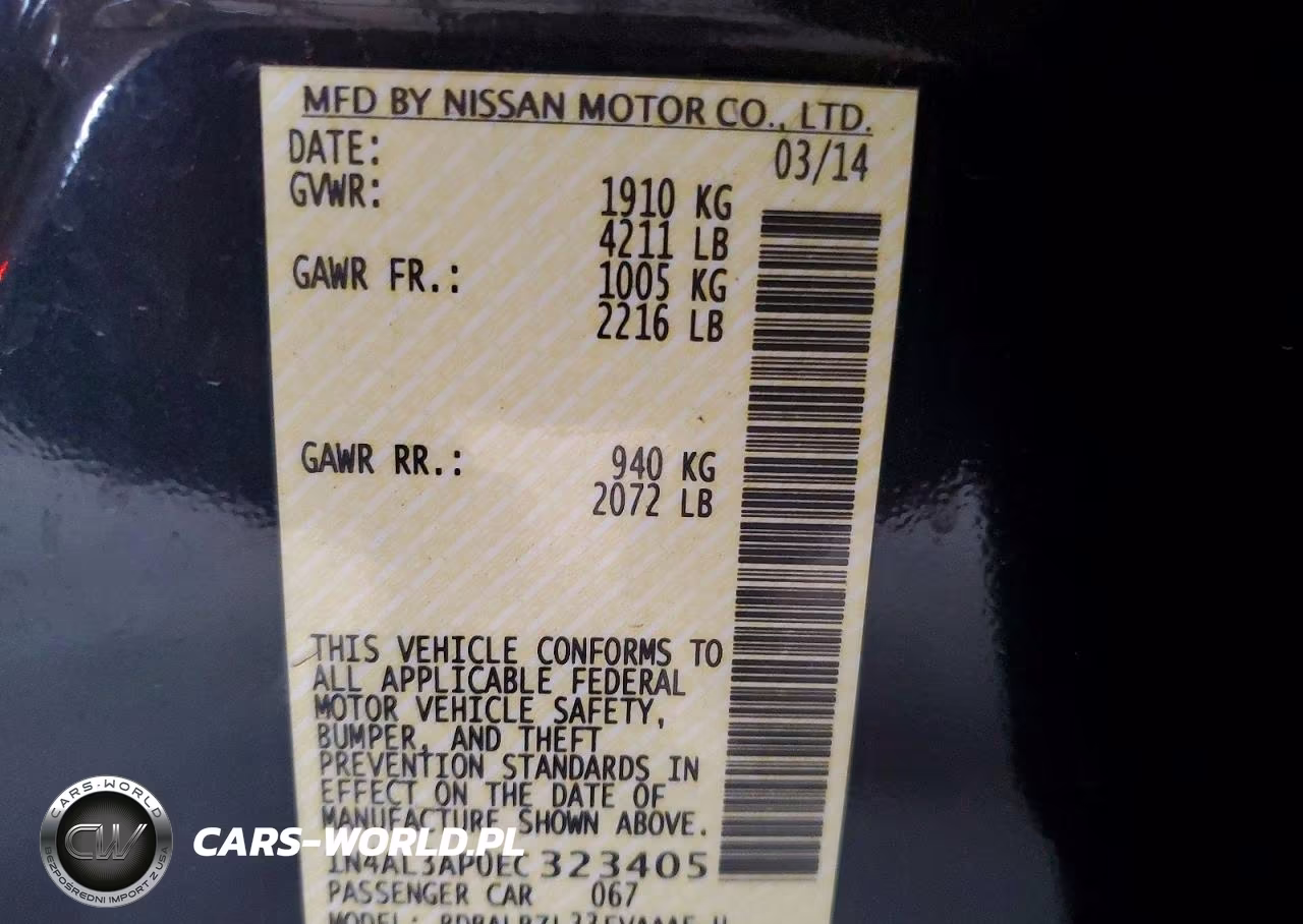 2014 Nissan Altima 2.5 S VIN:1N4AL3AP0EC323405 - 12