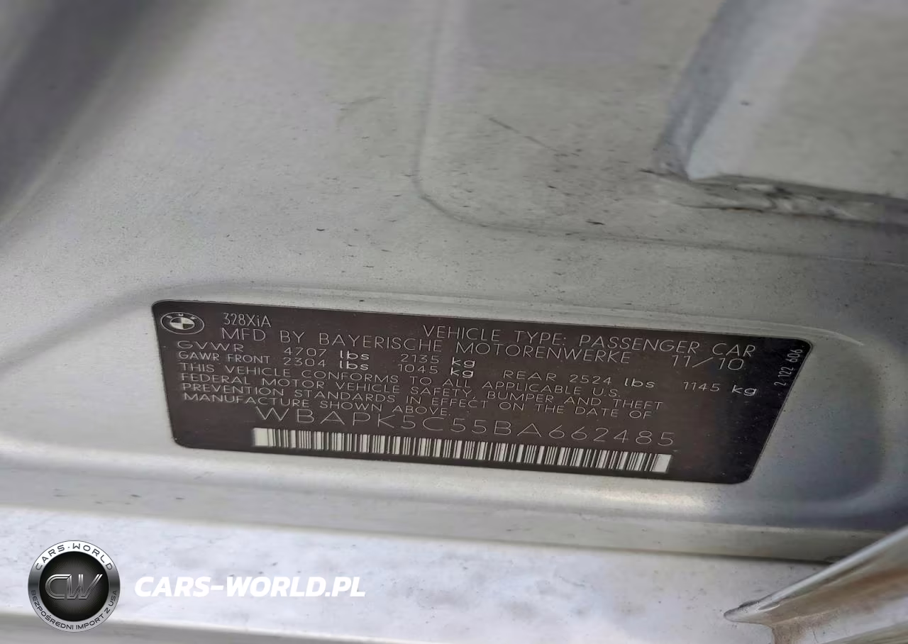 2011 BMW 328 Xi Sulev VIN:WBAPK5C55BA662485 - 12