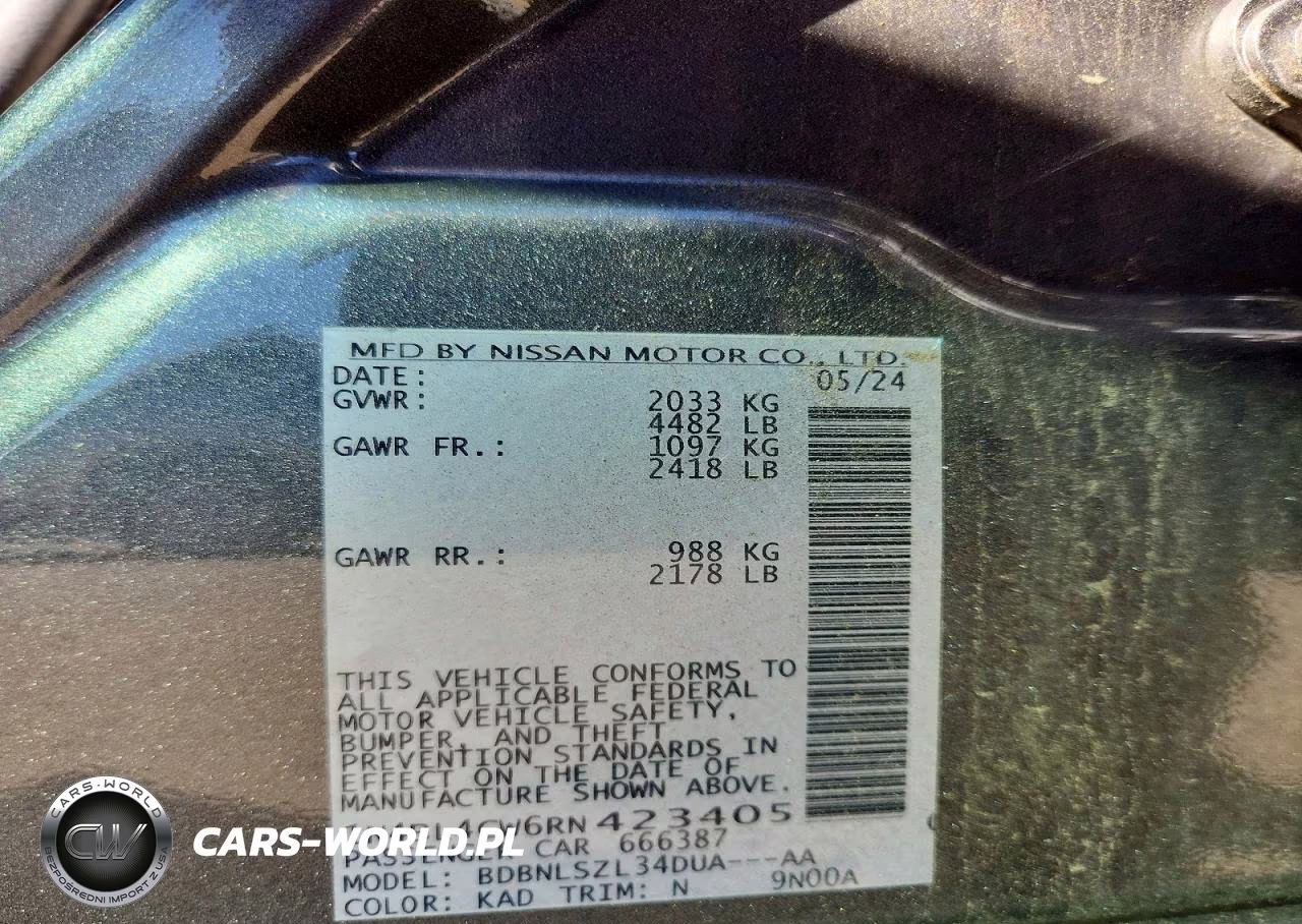 2024 Nissan Altima Sr VIN:1N4BL4CW6RN423405 - 12