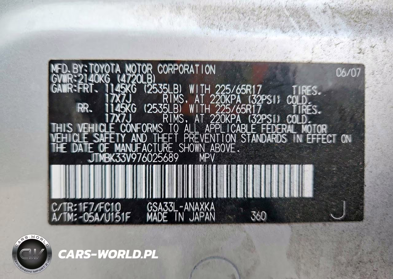 2007 Toyota Rav4 Base VIN:JTMBK33V976025689 - 14