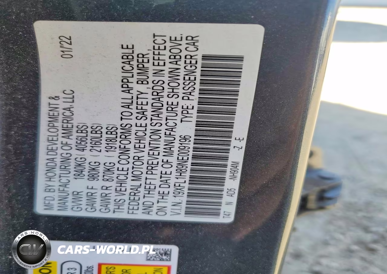2022 Honda Civic Sport Touring VIN:19XFL1H89NE009196 - 13