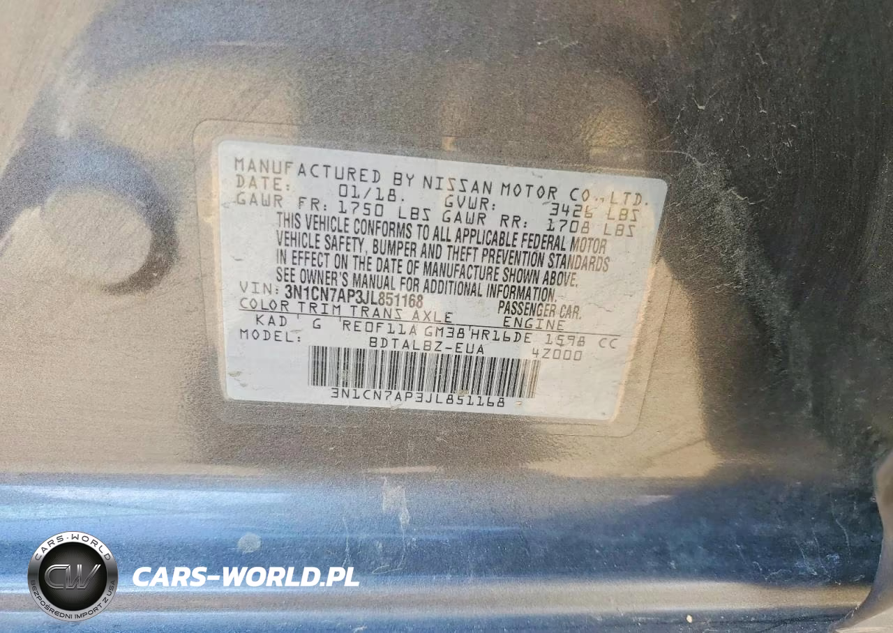 2018 Nissan Versa Sv VIN:3N1CN7AP3JL851168 - 13
