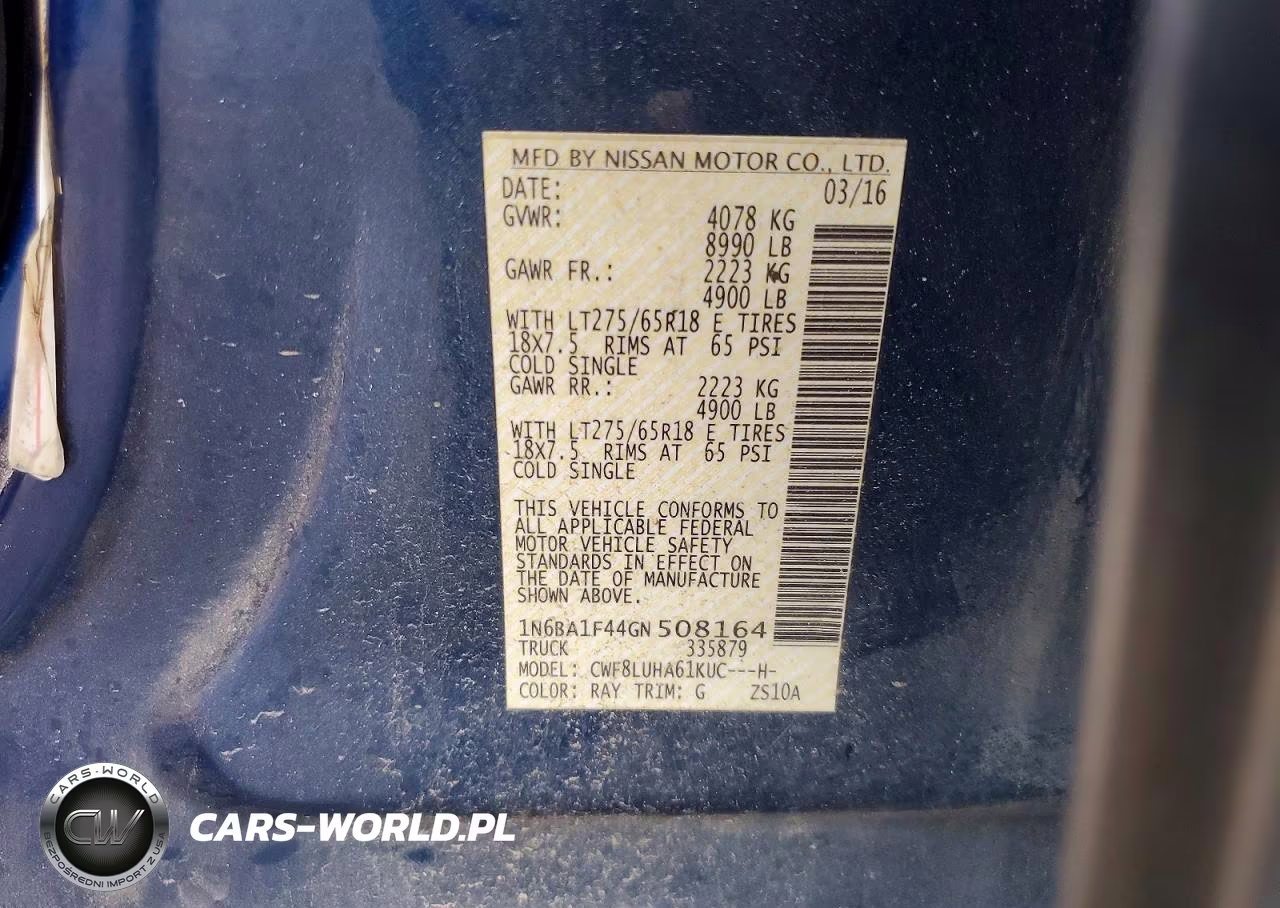 2016 Nissan Titan Xd Pro-4X VIN:1N6BA1F44GN508164 - 12
