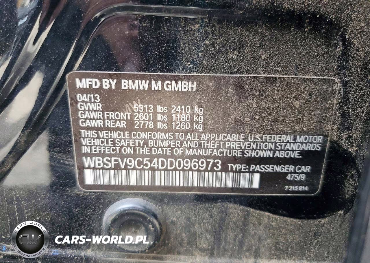 2013 BMW M5 VIN:WBSFV9C54DD096973 - 12