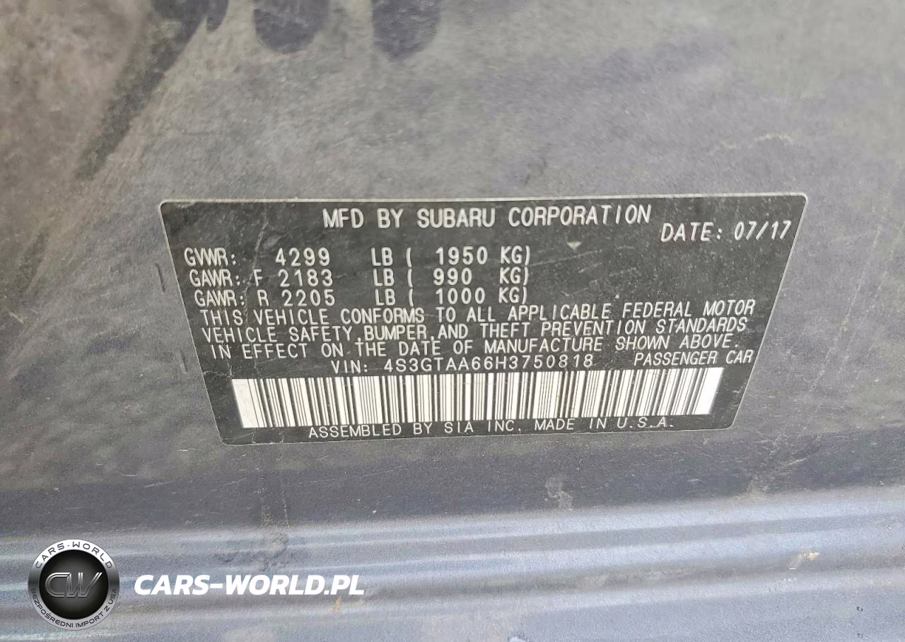 2017 Subaru Impreza VIN:4S3GTAA66H3750818 - 12
