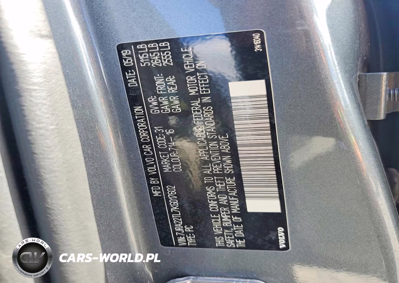 2019 Volvo S60 T6 Inscription VIN:7JRA22TL7KG017602 - 12