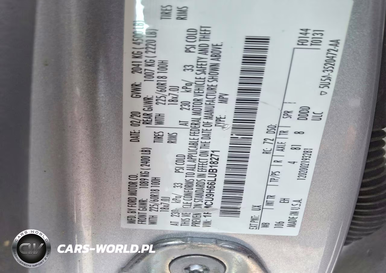 2020 Ford Escape Sel VIN:1FMCU9H66LUB18271 - 13