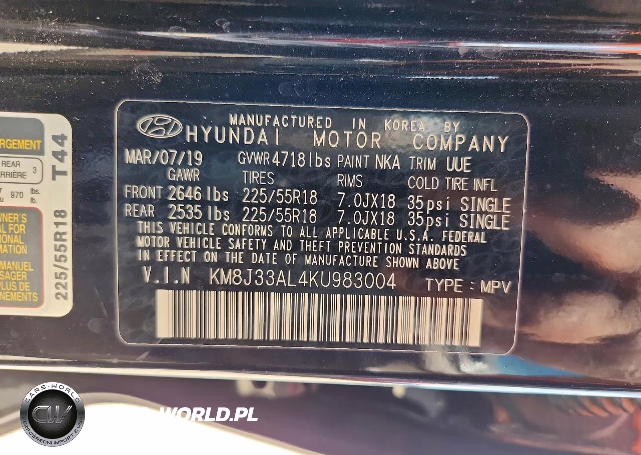 2019 Hyundai Tucson Ultimate VIN:KM8J33AL4KU983004 - 13