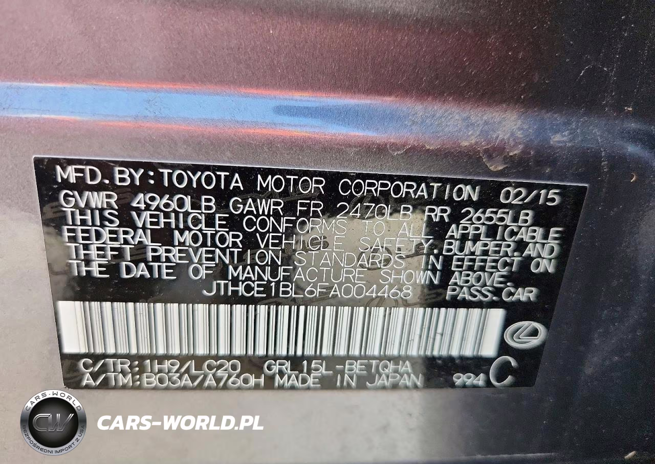 2015 Lexus Gs 350 VIN:JTHCE1BL6FA004468 - 12