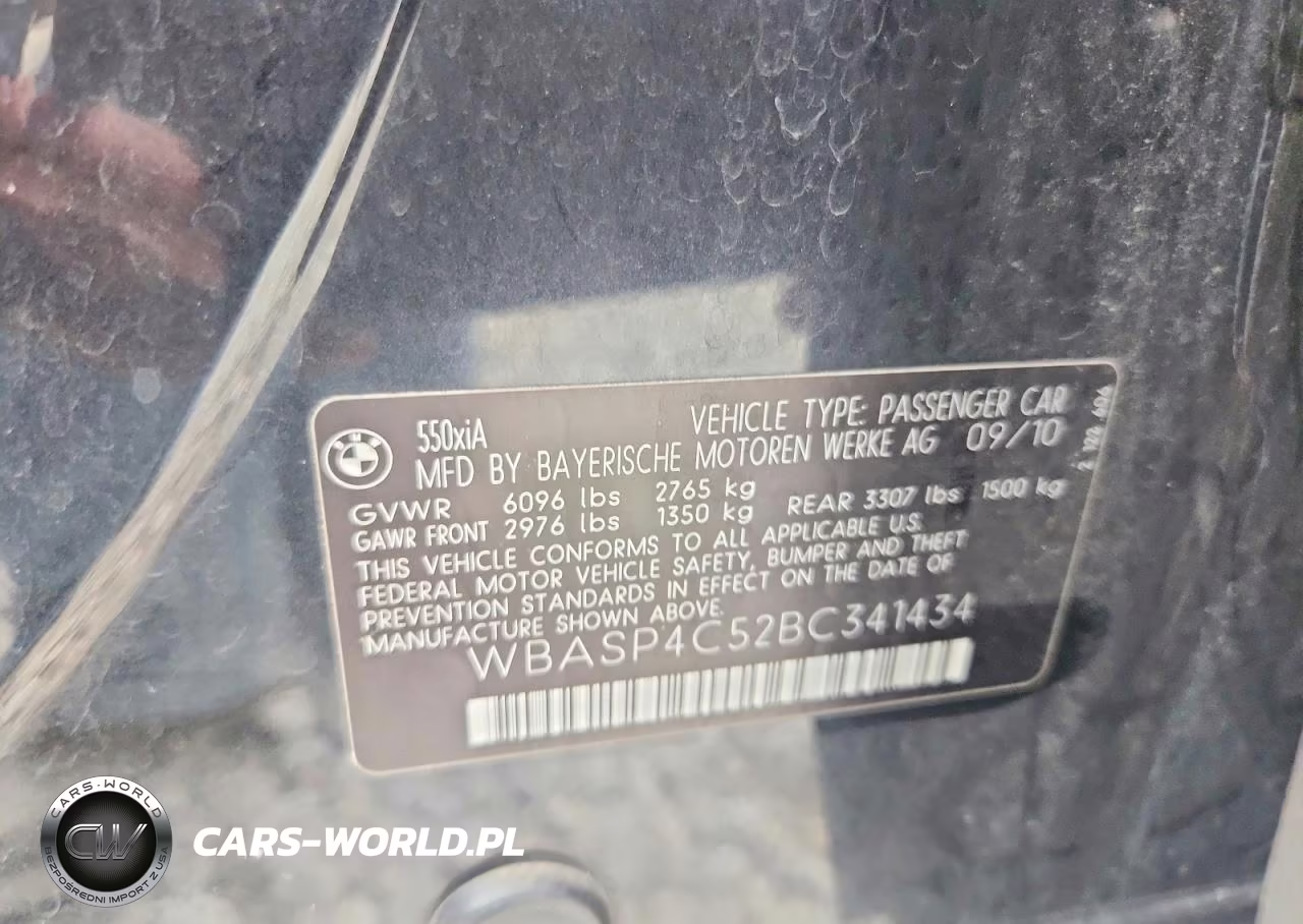 2011 BMW 550 Xigt VIN:WBASP4C52BC341434 - 12