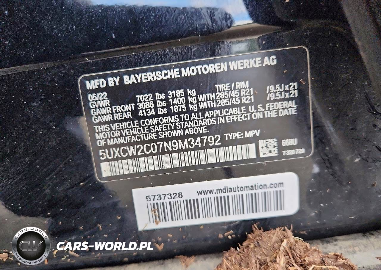2022 BMW X7 xDrive40I VIN:5UXCW2C07N9M34792 - 13