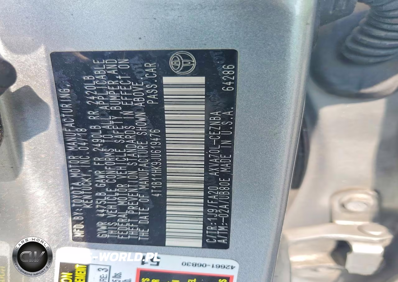 2018 Toyota Camry Le VIN:4T1B11HK9JU619476 - 12