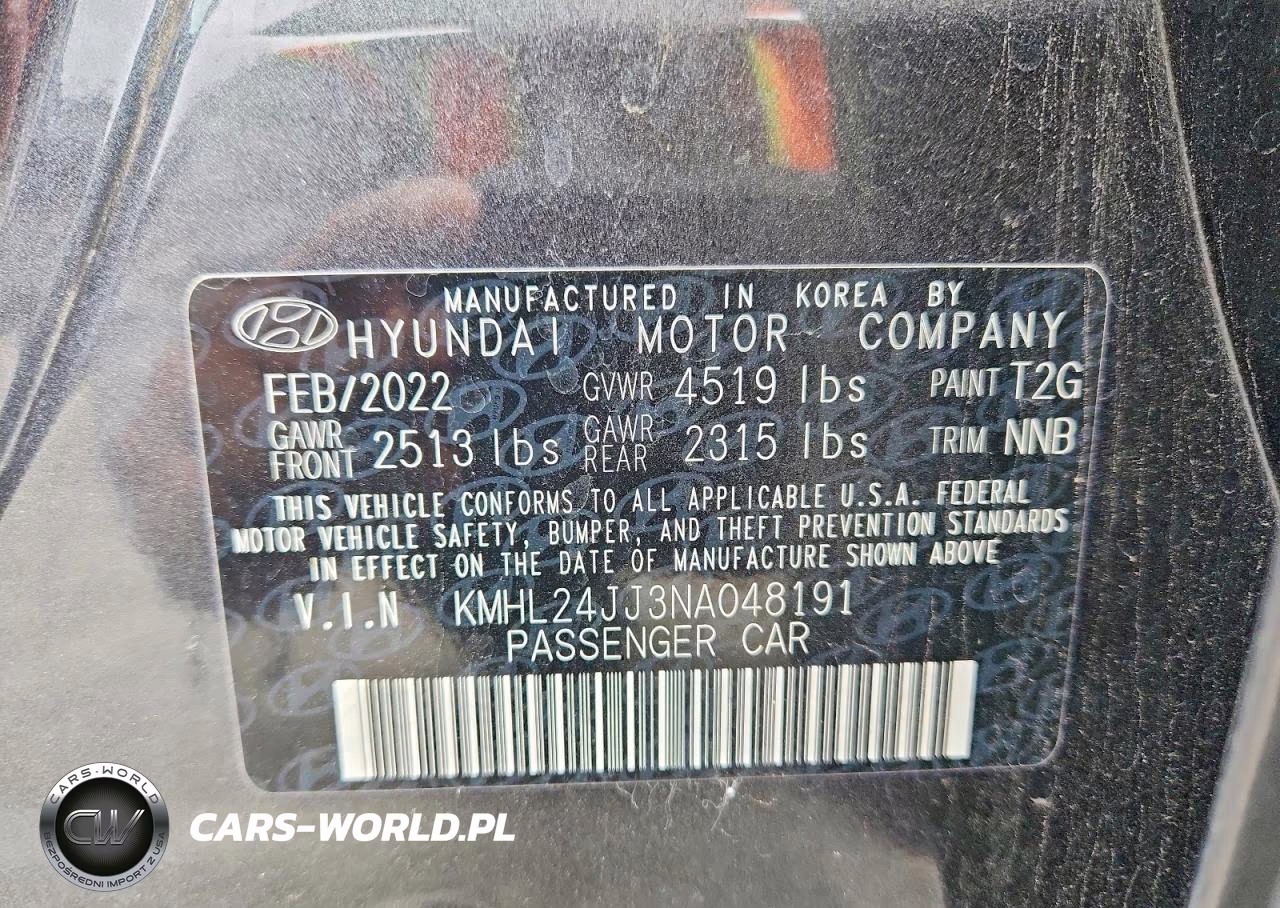 2022 Hyundai Sonata Hybrid Blue VIN:KMHL24JJ3NA048191 - 12