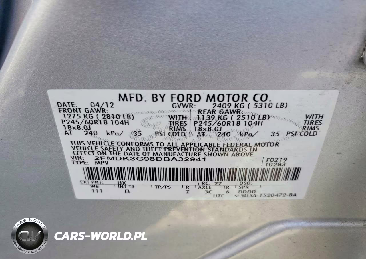 2013 Ford Edge Se VIN:2FMDK3G98DBA32941 - 14