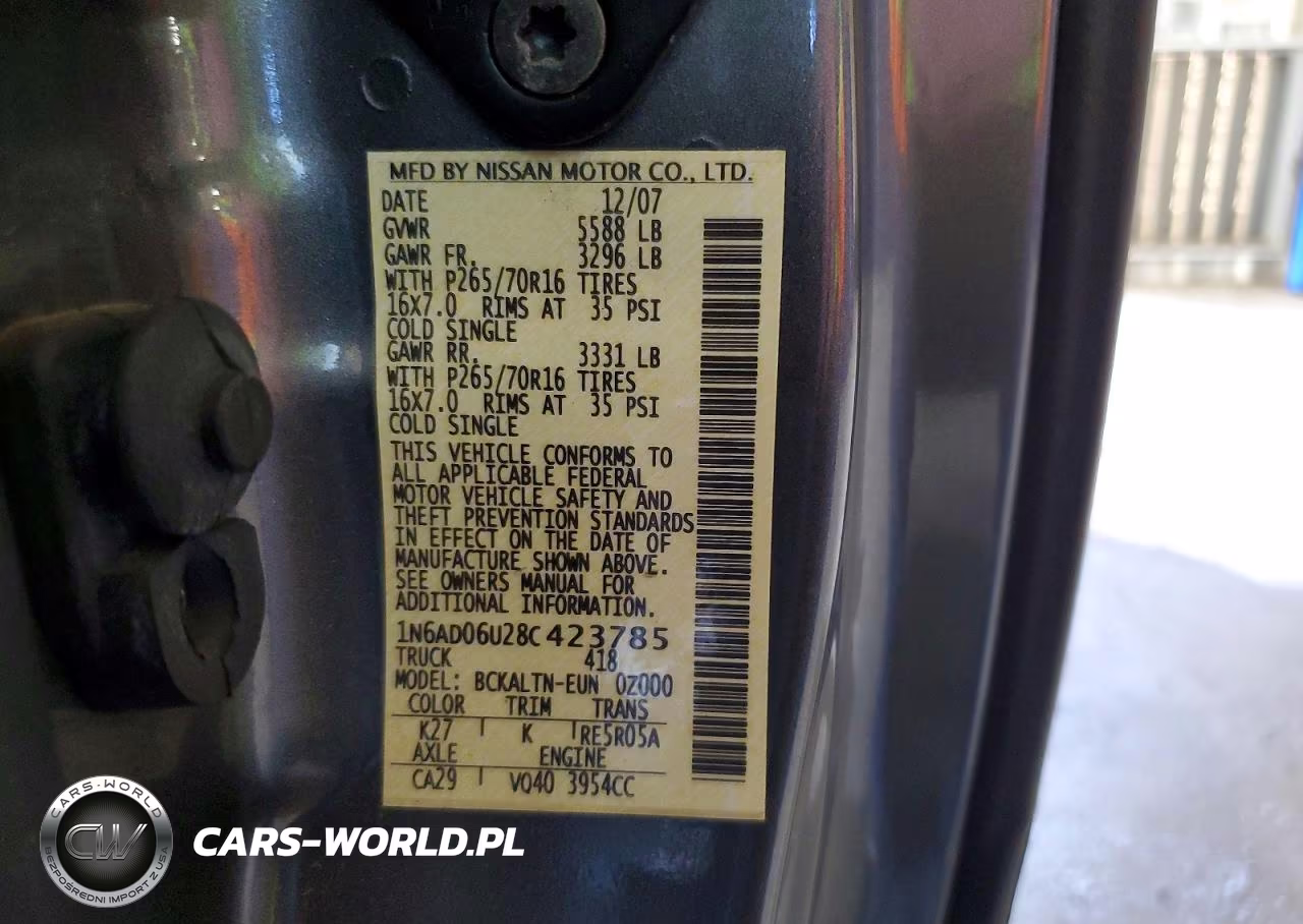 2008 Nissan Frontier Se V6 VIN:1N6AD06U28C423785 - 12