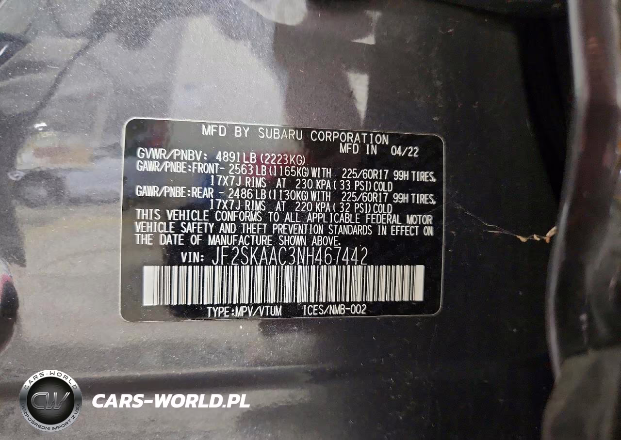 2022 Subaru Forester VIN:JF2SKAAC3NH467442 - 13