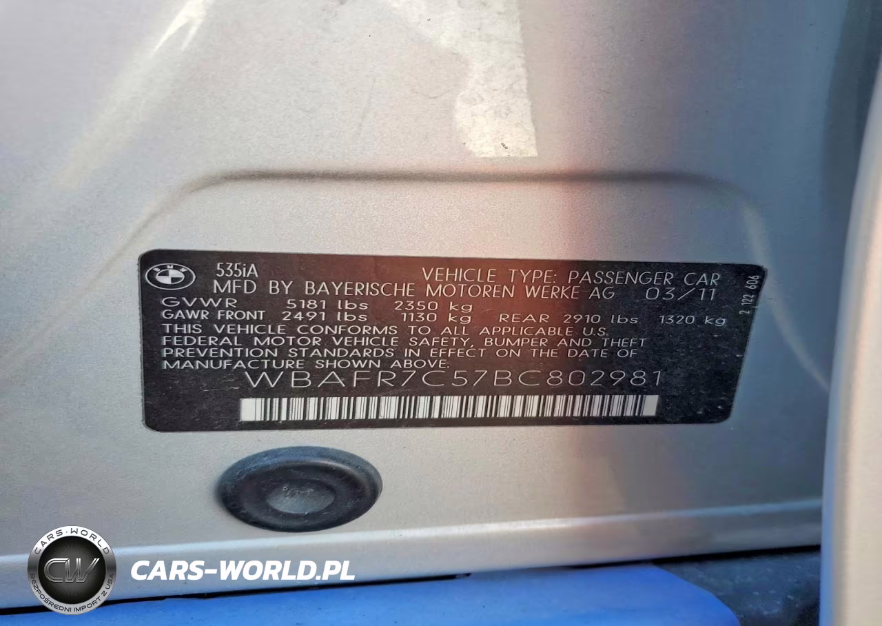 2011 BMW 535 I VIN:WBAFR7C57BC802981 - 12