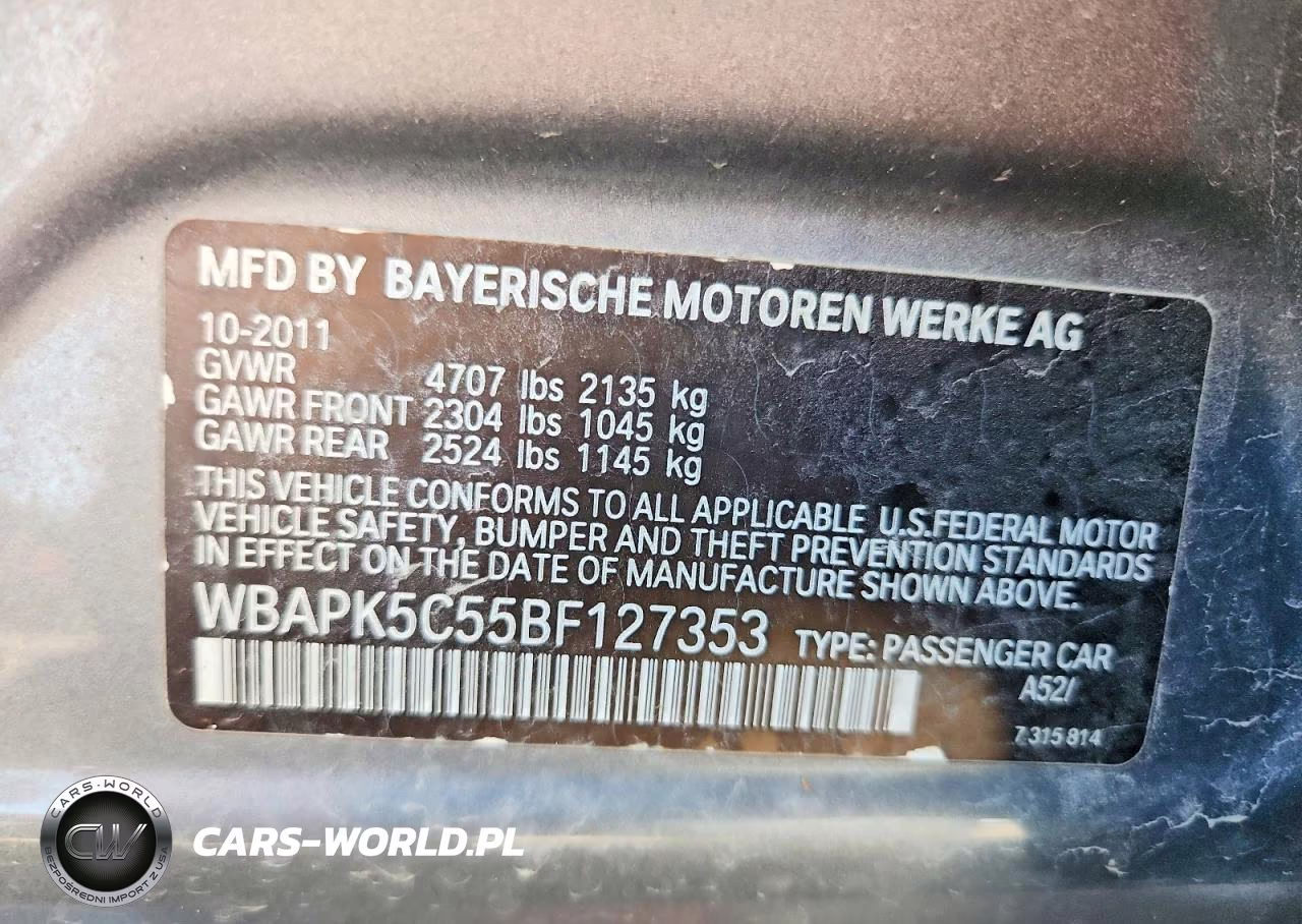 2011 BMW 328 Xi Sulev VIN:WBAPK5C55BF127353 - 12