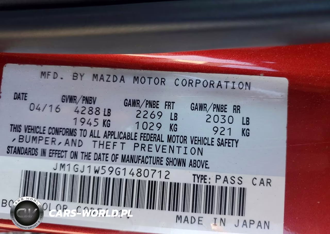 2016 MAZDA 6 GRAND TO TOURING VIN:JM1GJ1W59G1480712 - 12