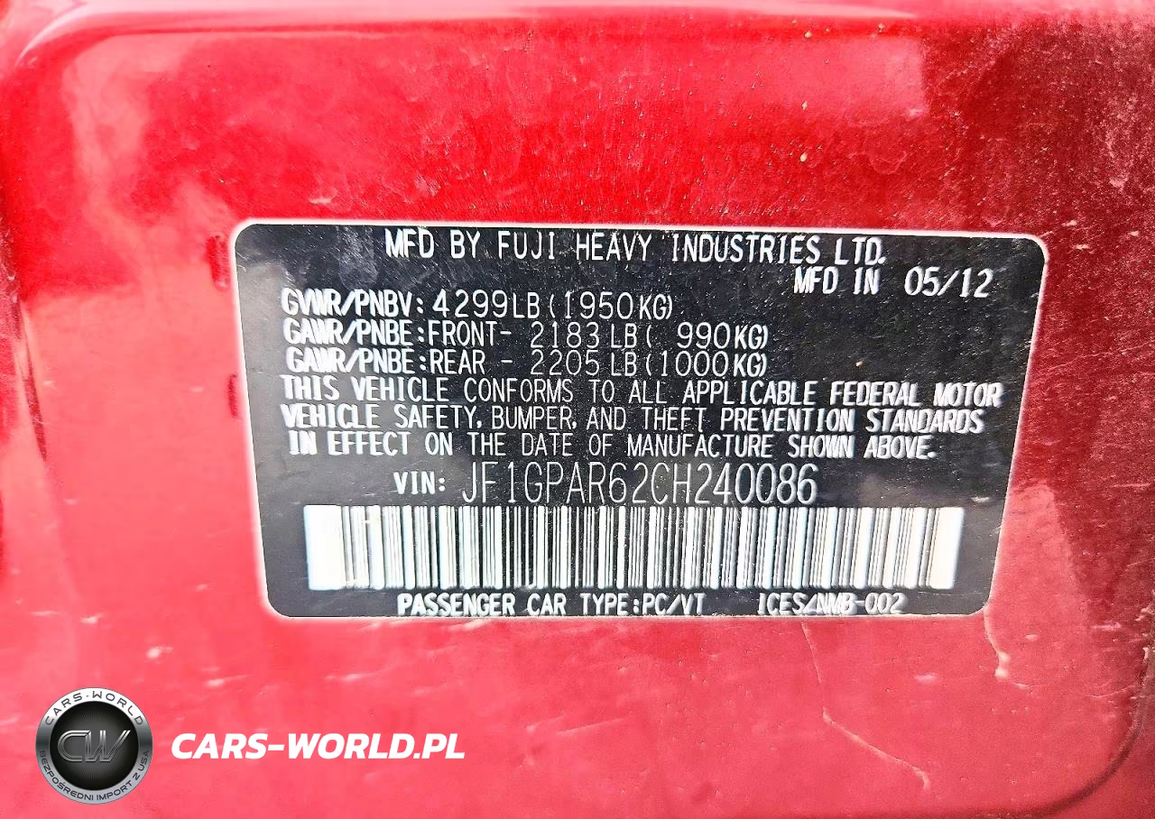 2012 Subaru Impreza Sport Limited VIN:JF1GPAR62CH240086 - 12