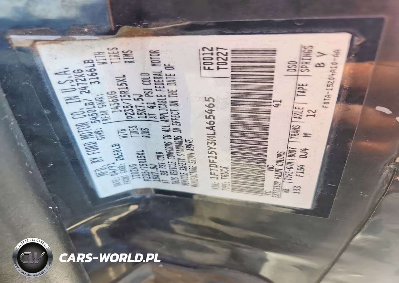 1991 Ford F150 VIN:1FTDF15Y3MLA65465 - 12