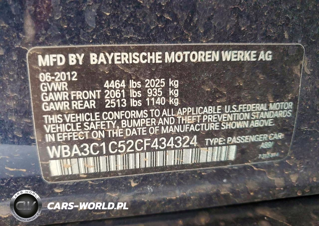2012 BMW 328 I Sulev VIN:WBA3C1C52CF434324 - 12