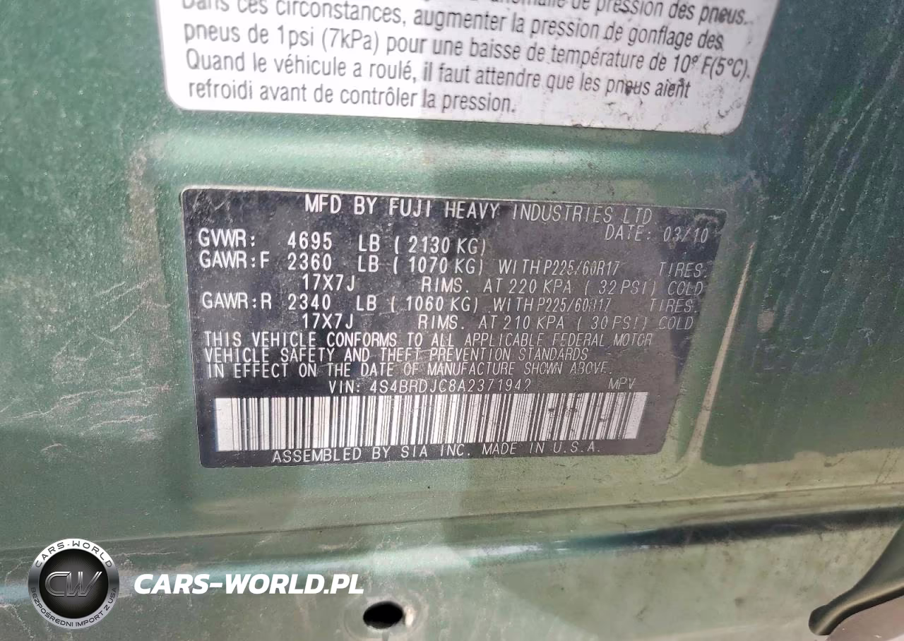 2010 Subaru Outback 3.6R Limited VIN:4S4BRDJC8A2371942 - 13