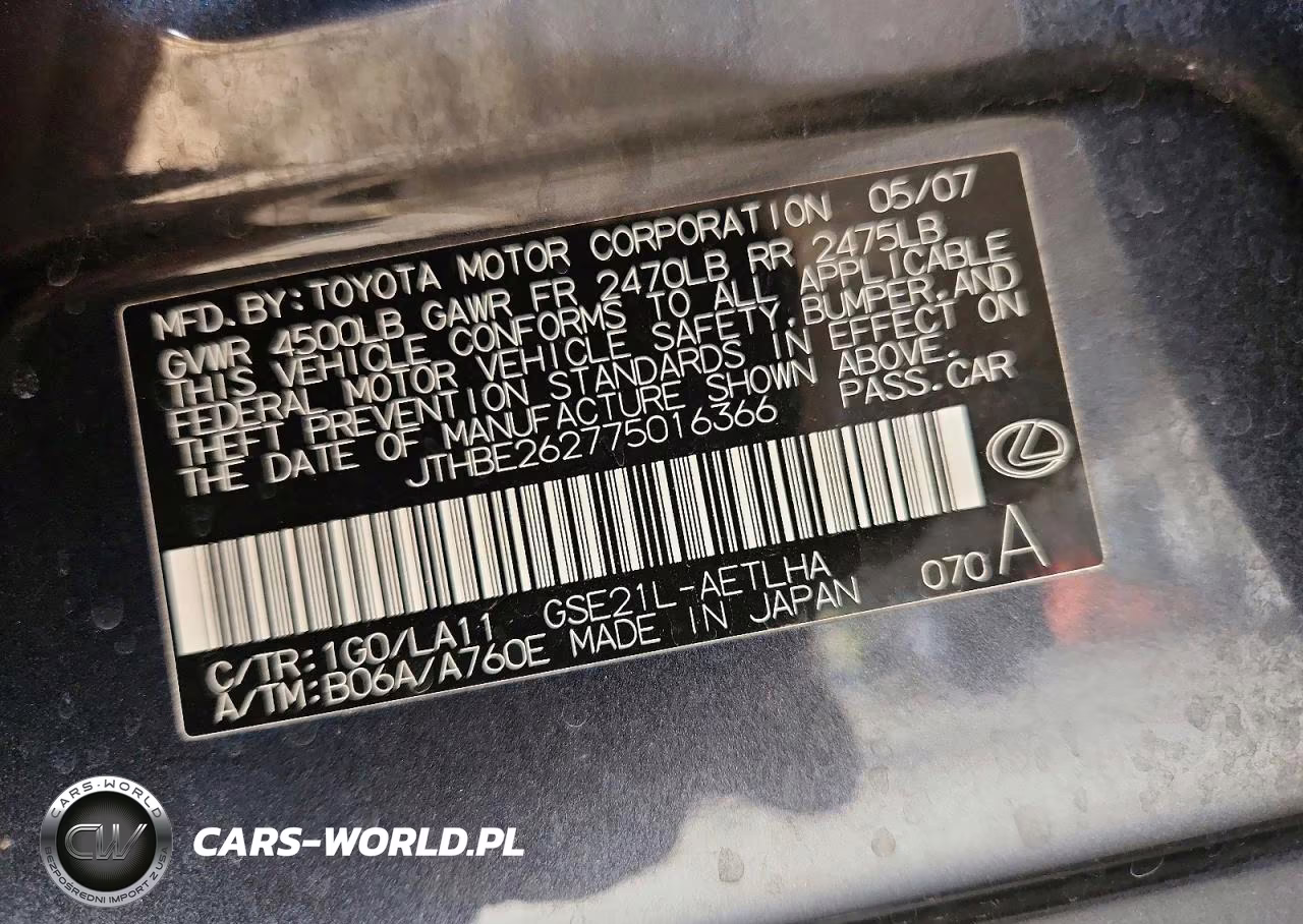 2007 Lexus Is 350 VIN:JTHBE262775016366 - 12