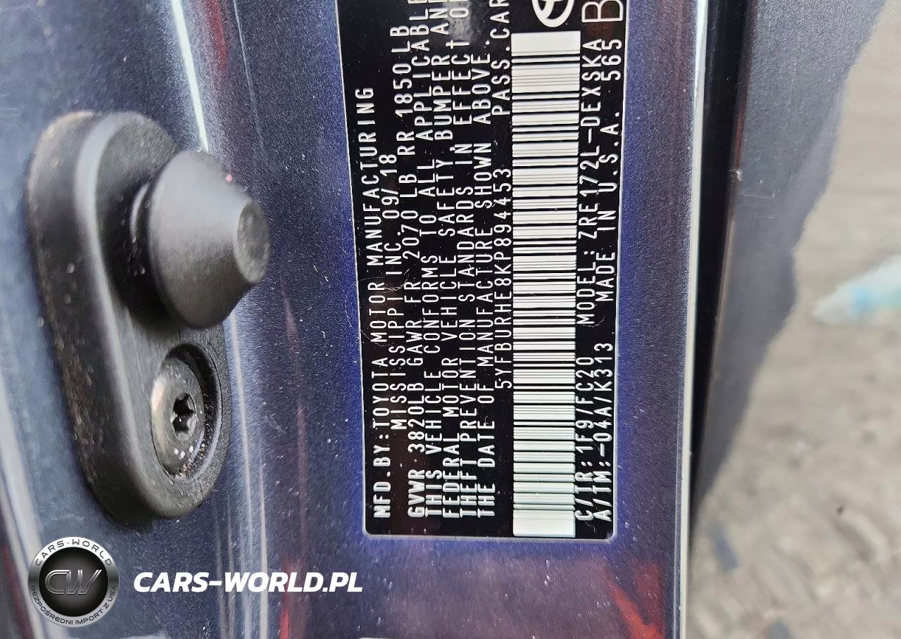 2019 Toyota Corolla Se VIN:5YFBURHE8KP894453 - 13