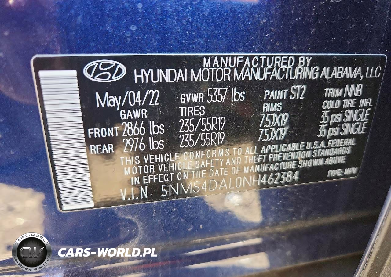 2022 Hyundai Santa Fe Limited VIN:5NMS4DAL0NH462384 - 13