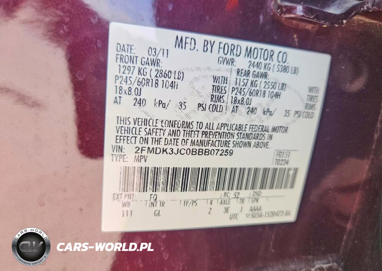 2011 Ford Edge Sel VIN:2FMDK3JC0BBB07259 - 12