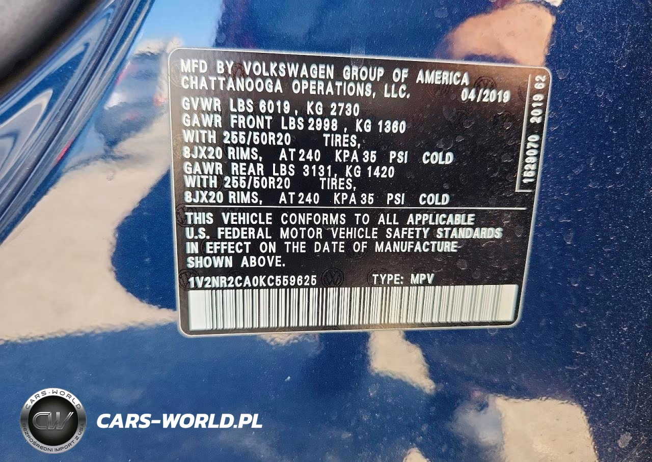 2019 Volkswagen Atlas Sel Premium VIN:1V2NR2CA0KC559625 - 14