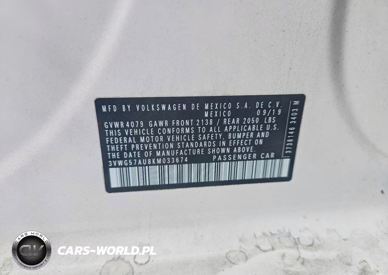 2019 Volkswagen Golf S VIN:3VWG57AU8KM033674 - 12