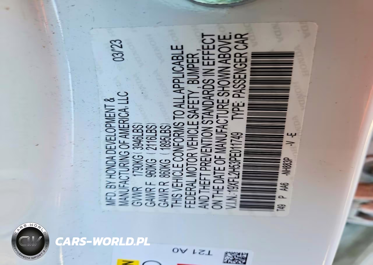 2023 Honda Civic Lx VIN:19XFL2H53PE011749 - 12