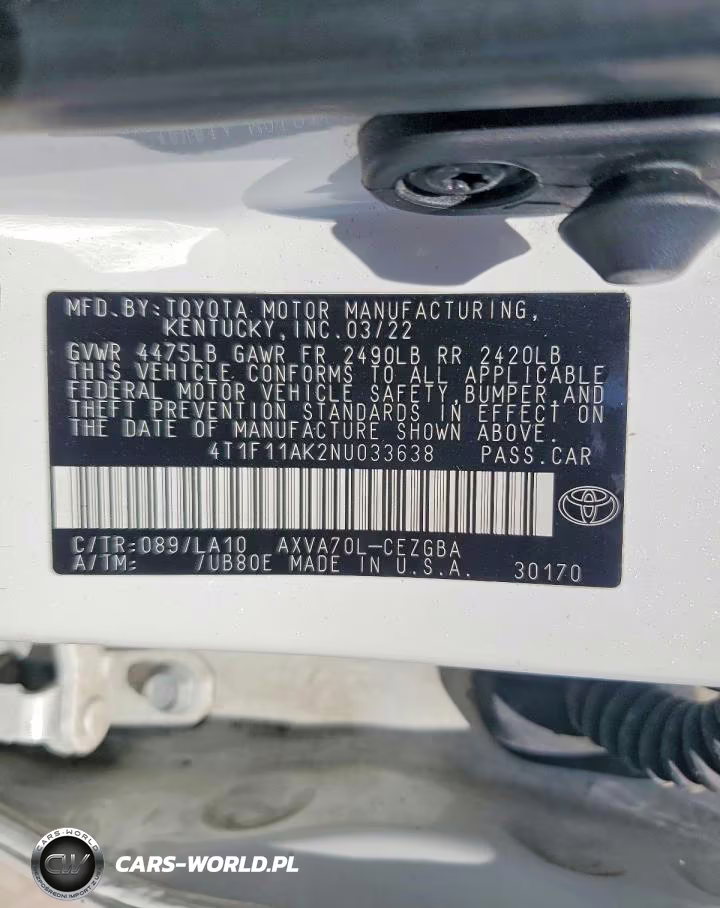 2022 Toyota Camry Xle VIN:4T1F11AK2NU033638 - 13