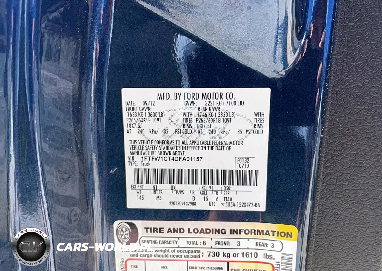 2013 Ford F150 Supercrew VIN:1FTFW1CT4DFA01157 - 10