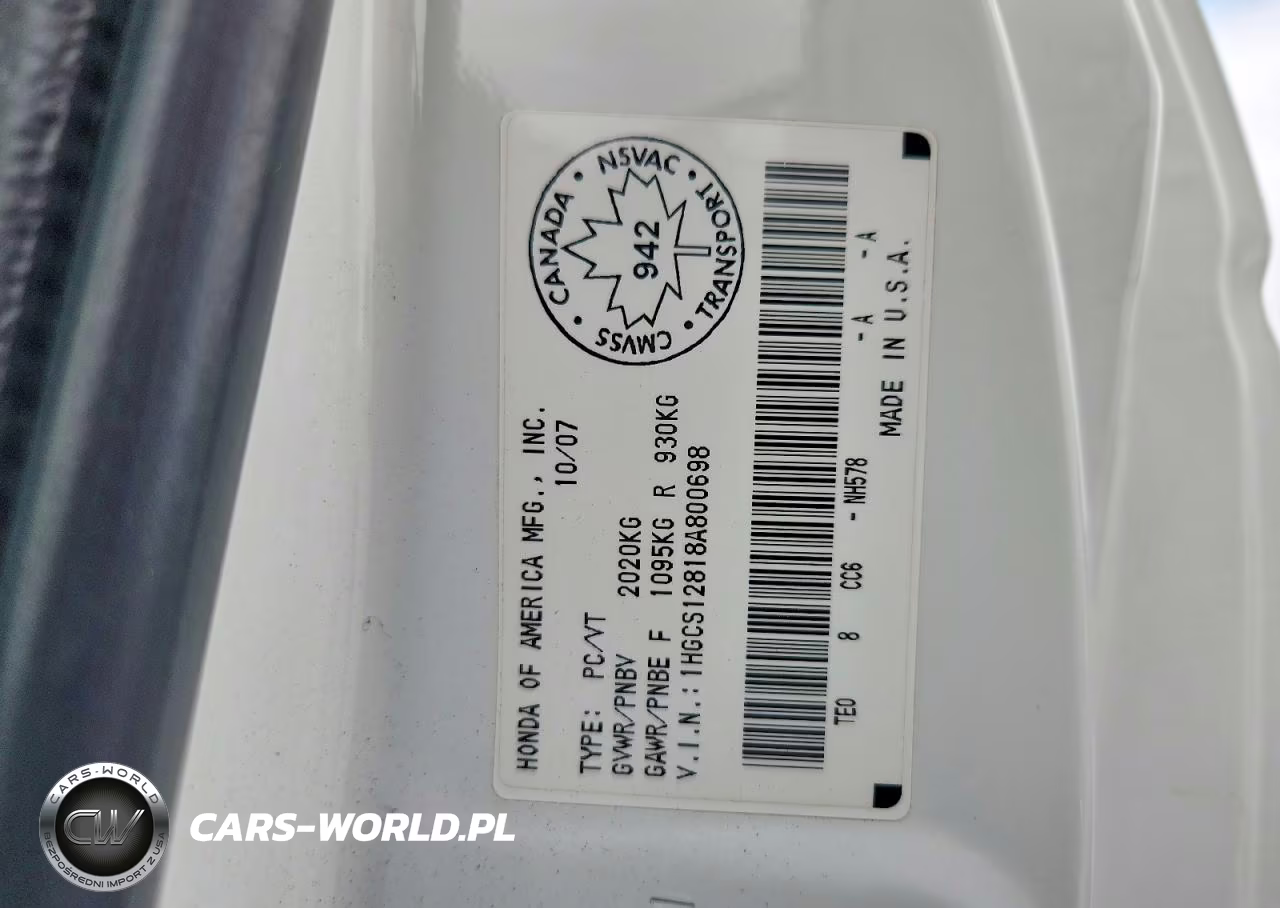 2008 Honda Accord Exl VIN:1HGCS12818A800698 - 12