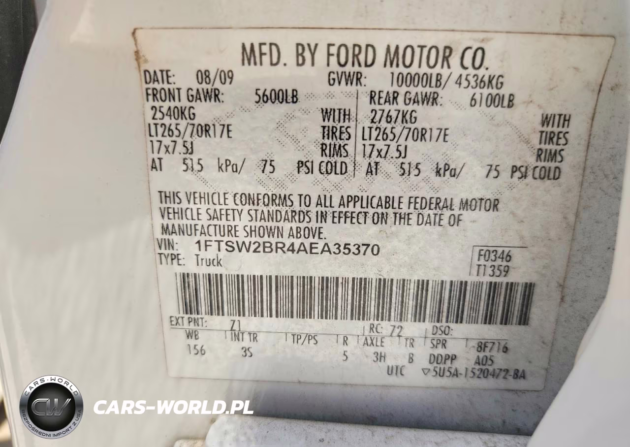 2010 Ford F250 Super Duty VIN:1FTSW2BR4AEA35370 - 12