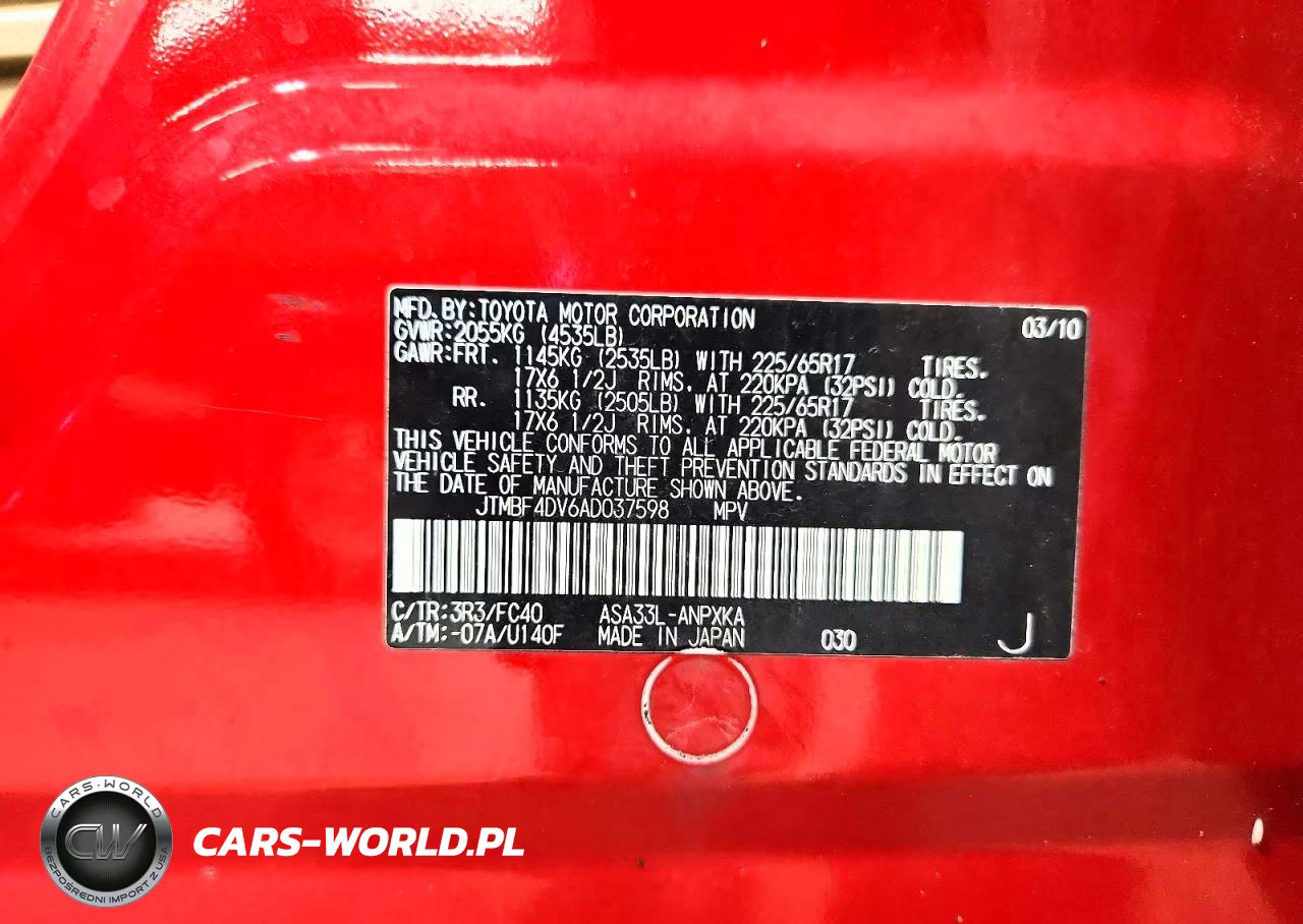 2010 Toyota Rav4 Base VIN:JTMBF4DV6AD037598 - 13