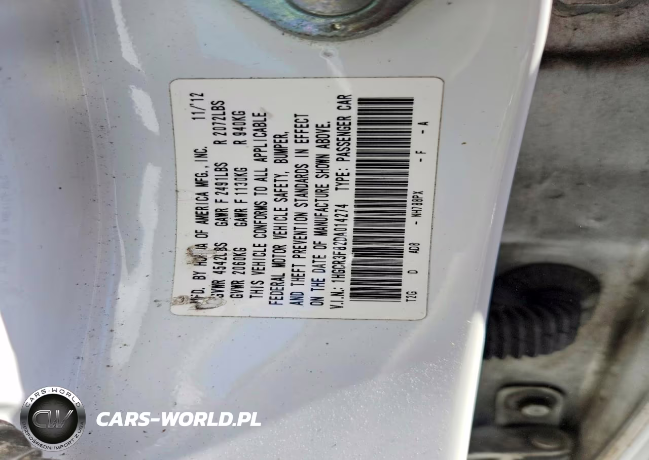 2013 Honda Accord Exl VIN:1HGCR3F82DA014274 - 12