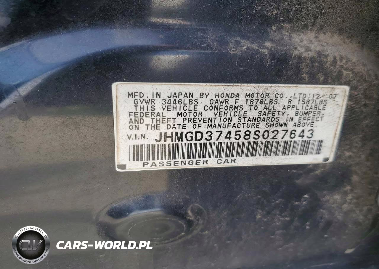2008 Honda Fit VIN:JHMGD37458S027643 - 12