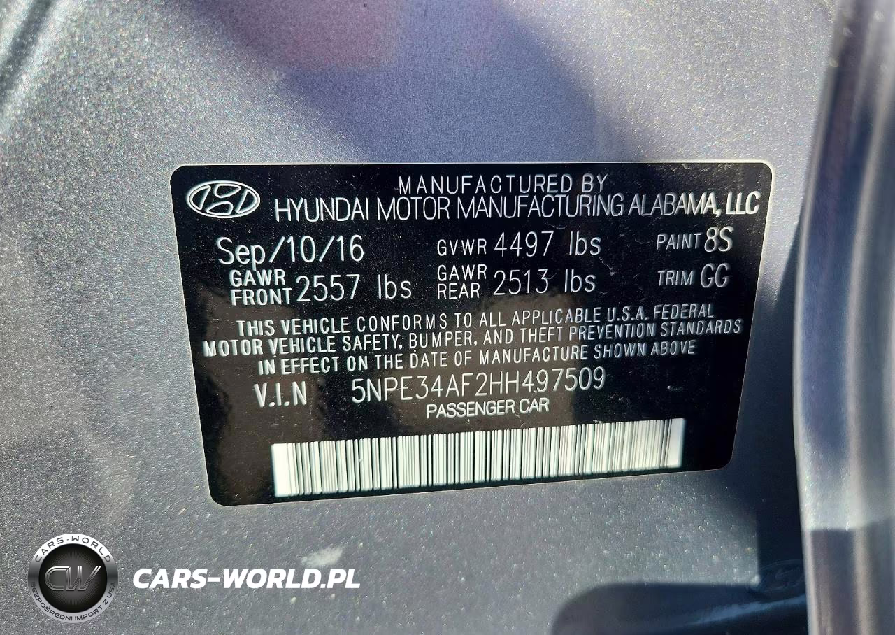 2017 Hyundai Sonata Sport VIN:5NPE34AF2HH497509 - 12