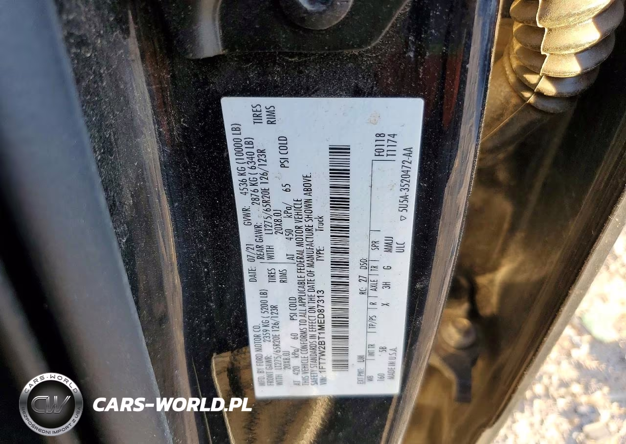 2021 Ford F250 Super Duty VIN:1FT7W2BT1MED87313 - 12