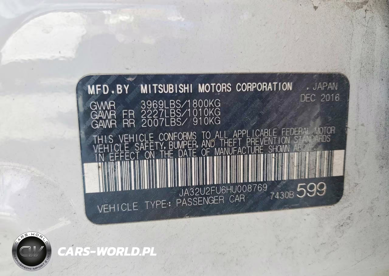 2017 Mitsubishi Lancer Es VIN:JA32U2FU6HU008769 - 12
