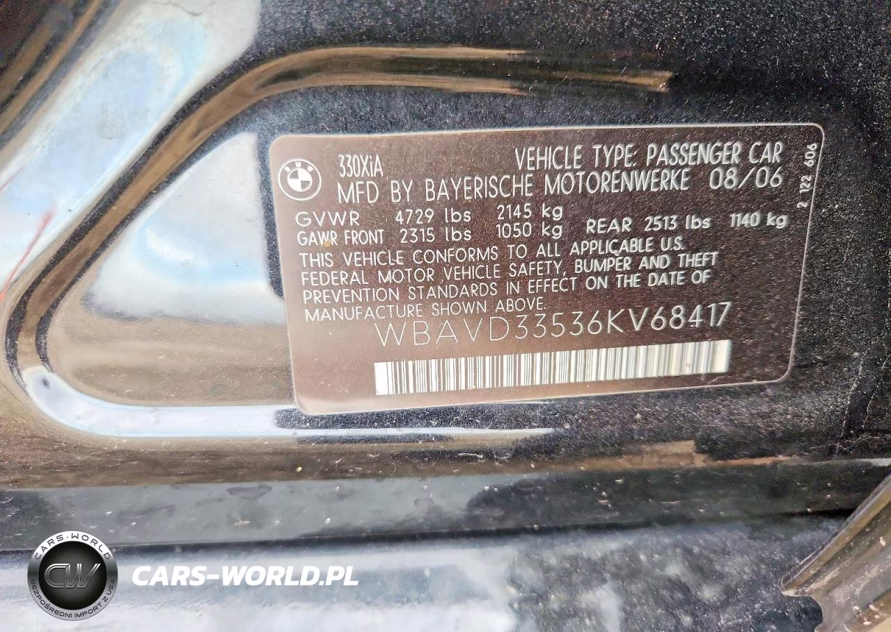 2006 BMW 330 Xi VIN:WBAVD33536KV68417 - 12