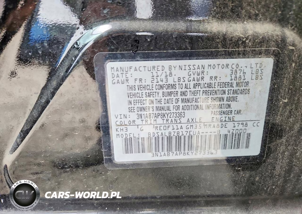 2019 Nissan Sentra S VIN:3N1AB7AP8KY273363 - 12