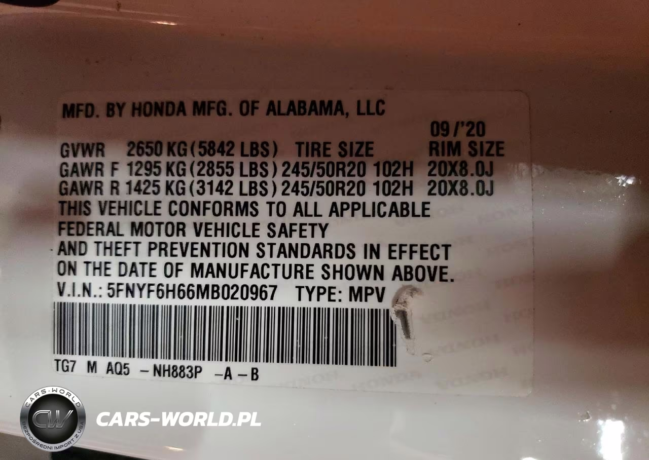 2021 Honda Pilot Touring VIN:5FNYF6H66MB020967 - 14